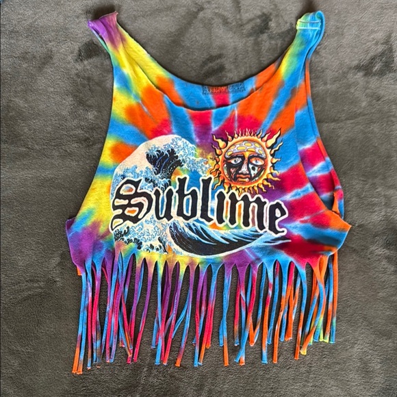Sublime Tie-Dye Fringe Crop Top - Picture 1 of 1